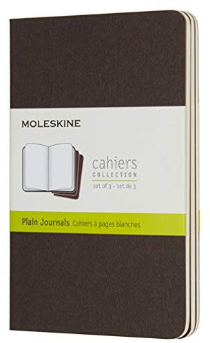 Moleskine Cahier Pocket, A6, 3er Set, Blanko, Kartoneinband, Kaffeebraun