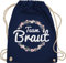 Turnbeutel Rucksack - JGA Junggesellenabschied Frauen - Team Braut Blumenkranz - Bride Crew - Unisize - Navy Blau - hen party accessories brauttaschen jungesselnabschied bridemaid beutel