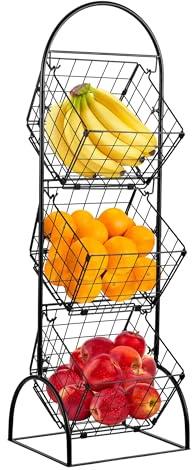 Sorbus 3 Tier Basket Stand for Fruit, Vegetables & Kitchen Storage
