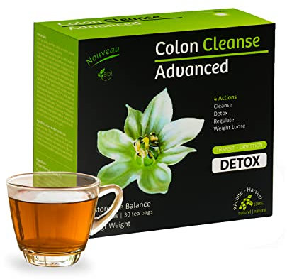 Colon cleanse thé advanced détox du côlon (30 infusettes) Composé de plantes de qualité supérieure, 100% biologiques naturelles, évacue en douceur les toxines.