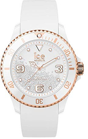 Ice-Watch - ICE crystal White rose-gold - Weiße Damenuhr mit Silikonarmband - 017248 (Medium)