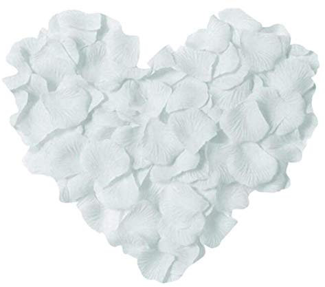 RuiChy Petali di rosa artificiali di seta 1000 pezzi per fiori da sposa Festa in casa Notte romantica Anniversario Valentine's Day, Bianco