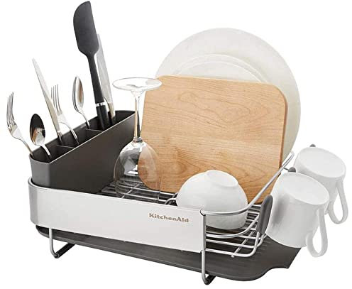 KitchenAid Stainless Steel Wrap Compact Dish Rack, 16.06-Inch, Gray