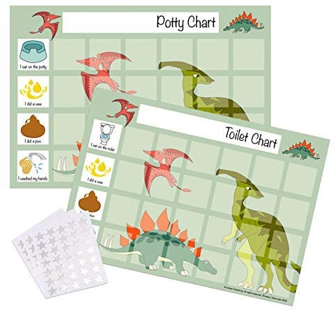 Dinosaur Potty Toilet Training Sticker Chart for Toddlers by Cerise Publishing