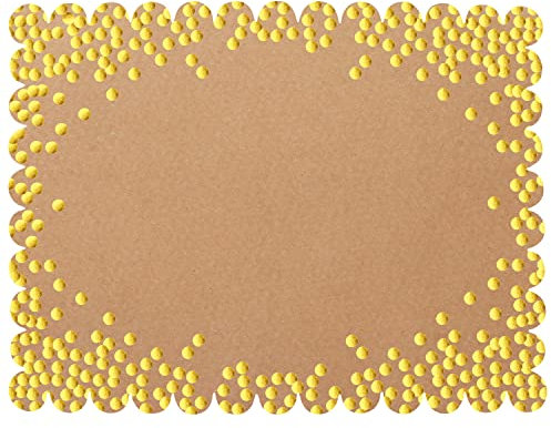 Belle Vous 50 STK Tischset Papier Gewellt – 35,5 x 25,3 cm Platzset Papier Einweg Tischset aus Kraft Papier mit Goldenen Punkten – Platzset Braun für Tisch, Party, Weihnachten und Mehr