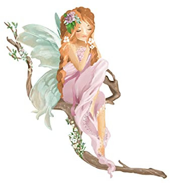 Osomhome Wandtattoo Kinderzimmer Mädchen Fee (75x80cm) | Kinderzimmer Deko Babyzimmer Wanddeko | Wandaufkleber Wandbild Kinderbilder Wandsticker | Wolken Sterne Zauberstab os6666