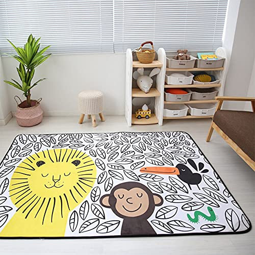Kinder Baby Krabbeldecke Faltbare, Hiseng Polyester Spielmatte Kinder Teppiche Rutschfeste Baby Bodenmatte Waschbare Krabbelmatte für Outdoor Spielteppich (150x195cm,Affe)