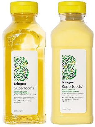 Briogeo Superfoods Banana Coconut Nourishing Shampoo und Conditioner Duo | Füllt stumpfes, trockenes Haar auf und unterstützt gesundes Haar und Kopfhaut | Vegan, Phalate & Parabenfrei