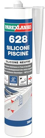 PAREXLANKO - Mastic silicone piscine - 628 Silicone Piscine Gris - Réalisation de joint en immersion permanente (piscines, hammams, bassins...) - Résistance au chlore et à l’eau de mer - 300ml