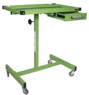 K Tool International Robuste Ablage und Arbeitstisch mit Schublade, tragbar und verstellbar, 100 kg Kapazität, Gummi-Ecken, Grün