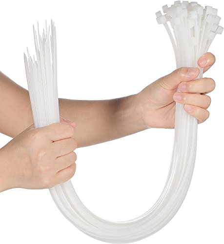 50 Stück Kabelbinder Schwerlast Stark Groß Kabelbinder Industrielle Robuste Kabelbinder, Markisen Binden von Ästen Bündelung von Getreide Feste Wasserleitungen (Weiß, 30 x 0,3 x 0,06 Zoll)