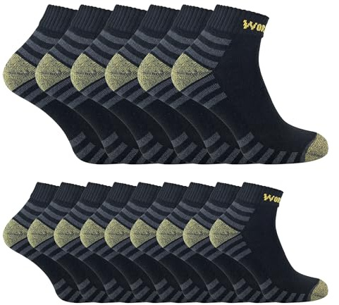 Sock Snob 15er Pack Herren Arbeitssocken Kurz Atmungsaktive Gepolsterte Knöchel Sneaker Socken mit Verstärkter Ferse und Zehen