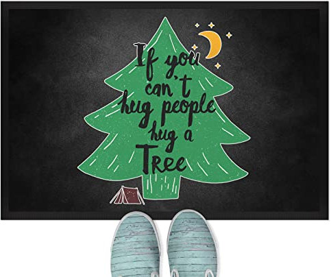 JUNIWORDS Fußmatte, If You Can't Hug People Hug a Tree, 120 x 80 cm, mit Gummirand (1008255)