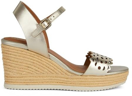 Geox D Ponza A, Sandali con Zeppa Donna, Lt Gold, 39 EU