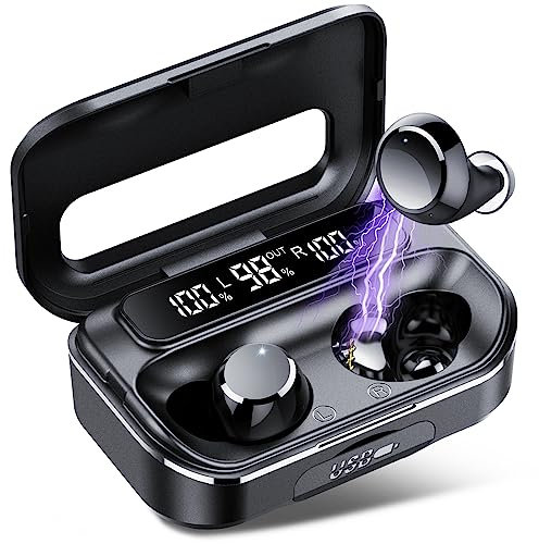 Wekily In Ear Bluetooth Kopfhörer, V5.3 Kabellos Kopfhörer mit 2600mAh Ladekoffer, 108 Std Spielzeit, LED Anzeige, Kraftvoller Bass, Klar Sprech Ohrhörer ENC Lärmreduzierung für Arbeit/Sport