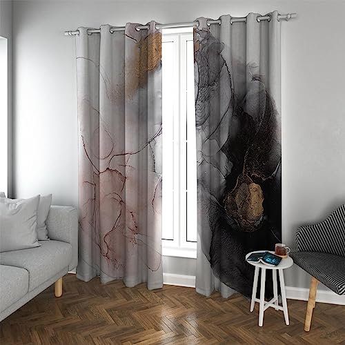 PARREN Verdunkelungsvorhänge für Schlafzimmer Marmor Textur Schrank Tür Vorhänge Wärmeisolierter Raum Verdunkelung Tülle Fenstervorhang 2 Panel 168x183cm