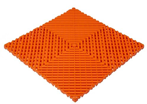 Floor Brothers Klickfliesen für Werkstatt Garage Messen Halle Showroom | Bodenfliesen in 39,5x39,5cm Orange