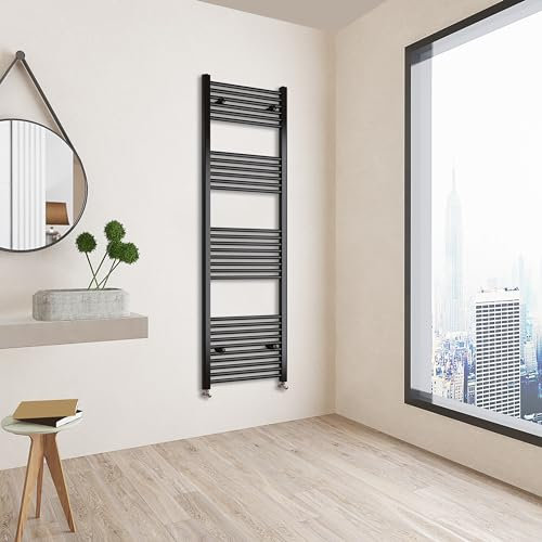 Huibathroom 1800x600mm(HxW) Matte Black Straight Central Heating Towel Rail Heating Towel Radiator