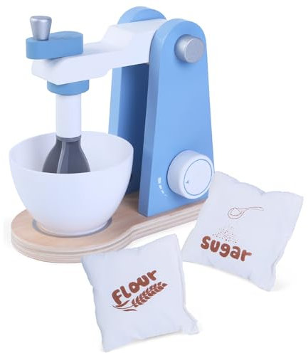 Batteur de cuisine pour enfant - Robot de cuisine en bois - Blender pour enfants - Bleu, ED4342