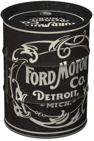 Nostalgic-Art Retro Spardose, 600 ml, Ford – Vintage Logo – Geschenk-Idee für Ford-Zubehör Fans, Original Lizenzprodukt (OLP), Sparschwein aus Metall, Vintage Blech-Sparbüchse