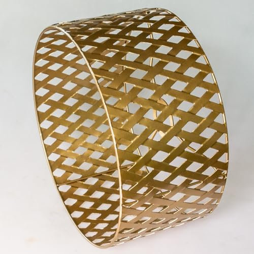 ZTgoldlampenschirm Lampenschirme aus Metall, hohl geschnitzt zylindrischer Gold runder Lampenschirm Blumen Tischleuchte Stehlampe Schirm 15x30x30cm
