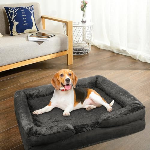 OHMG Orthopädisches Hundebett,Memory Foam Hundekorb Hundebett,Hundekissen Ergonomisches, Hundekorb,Hundesofa,mit abnehmbarem waschbarem Bezug,rutschfeste,XLarge (Schwarz)