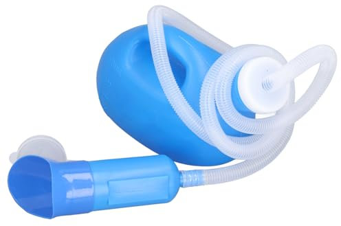 Männliche Urinflasche, 2000 Ml, Große Öffnung, Robuster Kunststoff, Große Pipi-Flasche mit Langem Schlauch, für Zuhause, Reisen, Krankenhaus (BLUE)