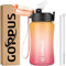350ml/12oz Bouteilles d'eau pour Enfants avec Paille Sans BPA Bouteille d'eau étanche Tritan Fille Garçon Bouteille d'eau de Sport Réutilisable pour Tout-petit pour L'école avec Marquage de l'heure