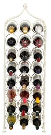 Biscottini Portabottiglie Vino in Ferro Battuto L36,5xPR16,5xH106 - Porta Bottiglie Vino in Metallo Capienza 24 Bottiglie - Cantinetta Vino Finitura Bianca antica