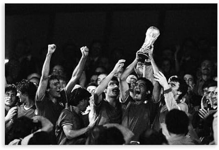 Hndeial Poster sur toile vintage de la Coupe du monde des champions de la Coupe du Monde 1982 Italie - Décoration pour chambre à coucher, bureau, chambre - Cadeau - Sans cadre - 50 x 75 cm