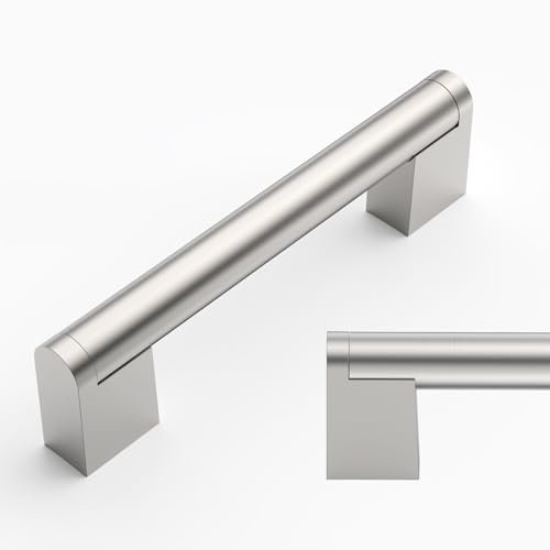 Amerdeco 10 Pack Brushed Satin Nickel Cabinet Pulls 3.75 Inch(96mm) Hole Centers Kitchen Cabinet Handles Cabinet Hardware Cupboard Handles Drawer Pulls AM004