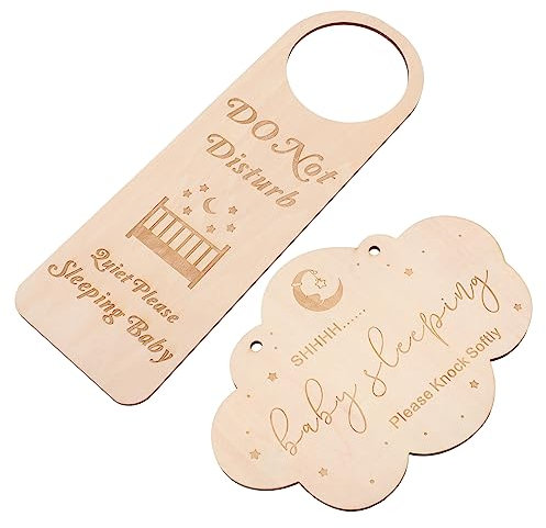 ifundom 2piezas Cartel De Madera Para Puerta No Molestar Señal Para Dormir Bebés Decoración Infantil Fácil Instalación Diseño Divertido Para Guarderías y Habitaciones