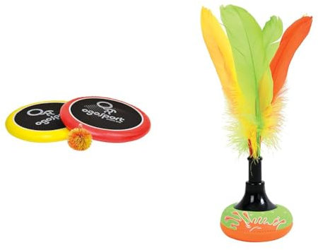 Schildkröt Funsports Softdisc Ogo Sport Set, Standardgrösse, rot, gelb, Durchmesser 29 cm, 970117 & Peteca, Handfederball mit weicher Schlagfläche