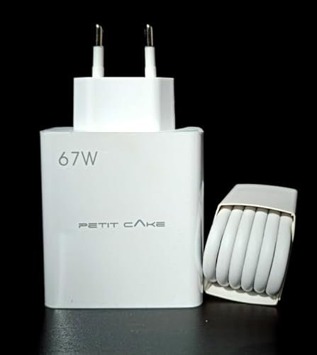 PetitCake Chargeur Secteur USB-C Xiaomi de 67W avec câble de 1m, pour Xiaomi Mi 14, Mi 13T, Mi 13 Pro, Mi 12 Pro, Mi 11, Mi 10 et Redmi Note 13, 12, 11, 10, 9, Poco F5, F5 Pro, X6, X5, X4