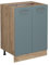 Vicco Küchenunterschrank R-Line, Blau-Grau/Goldkraft Eiche, 60 cm, AP Eiche