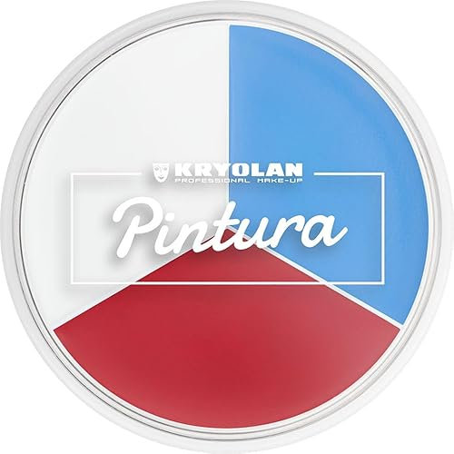 Kryolan Pintura Trio de maquillage de fan de France – Bleu/blanc/rouge, doux pour la peau, lavable, parfait pour les enfants, les fêtes et les fans de football