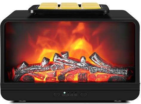 Electric Wax Melt Warmer, Dynamic Flame Fireplace Wax Melt Burners with 4 Timer & 3 Brightness, Wax Melt Warmer for Scented Wax Burner Melts Wax Cubes or Essential Oil, for Home Office Gifts & Decor
