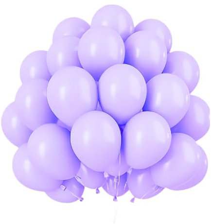 MOFOVS | 50 Palloncini Viola Pastello Lilla 30,5 Cm Opachi 2a Generazione Lattice Naturale Biodegradabili Ecologici Gonfiabili Aria Elio Acqua Baby Shower Battesimo Compleanno Feste Arco Macaron