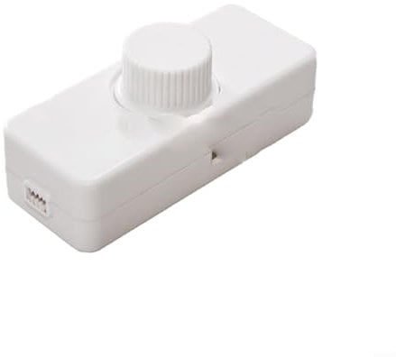 Feegow LED Dimmer Switch - 220-240V Rotary ON/OFF Inline Dimmer Switch, Silent Knob Control for Dimmable LED Lights/Incandescent (White)