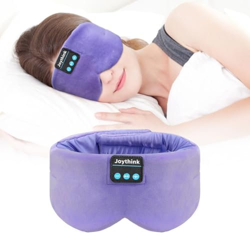 Joythink Schlafkopfhörer Bluetooth Schlafmaske Seide Stirnband Ohrhörer Bluetooth Augenmaske zum Schlafen auf der Seite Verdunkelung Weiche Schlafkopfhörer Musik Augenabdeckung Lila