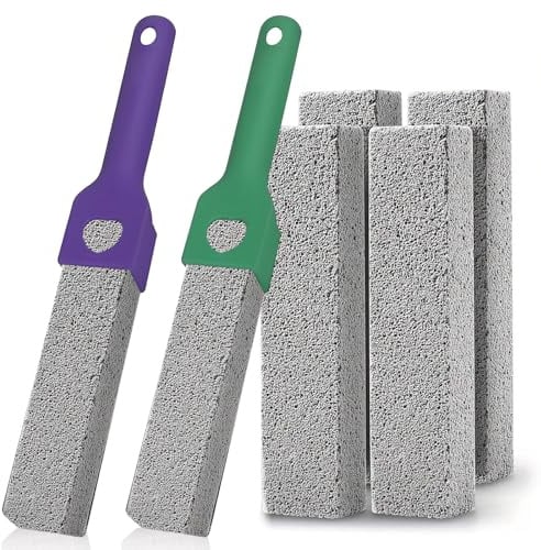 Pumice Stone for Toilet, 6PCS Toilet Pumice Cleaning Stone with 2 Handle Toilets Pumices Stones Cleaning Supplies for Bathroom Pool Kitchen Limescale Remover
