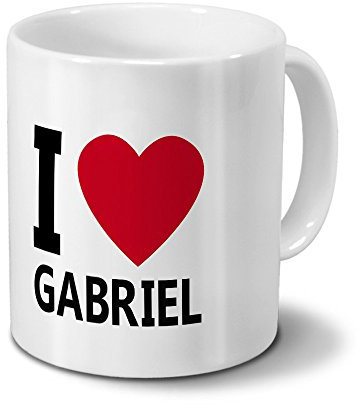 printplanet Tasse mit Namen Gabriel - Motiv I Love Gabriel - Namenstasse, Kaffeebecher, Mug, Becher, Kaffeetasse - Farbe Blau