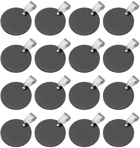 PATIKIL 16 Stück Edelstahl Gravur Rohlinge, Rund, 20mm x 1.6mm, Blanko Lasergravur Rohlinge, Anhänger, Edelstahl Platte, für DIY Schmuckherstellung, Erkennungsmarken, Schwarz
