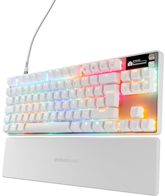SteelSeries Apex Pro TKL Gen 3 White - HyperMagnetic Gaming Keyboard - Adjustable Actuation - Rapid Trigger - Game-Ready Presets - Protection Mode - Rapid Tap/SOCD - OLED - German Layout QWERTZ