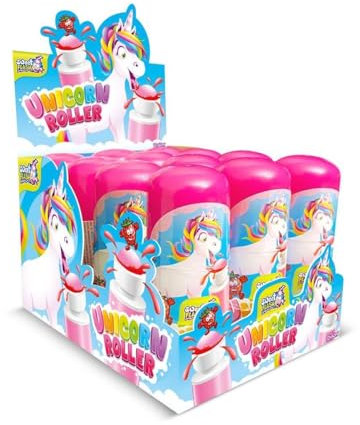 Unicorn Roller 12er Display – Flüssige Süßware Erdbeere – Einhorn-Roller zum Zunge-Färben – Süßigkeiten für Partys, Kindergeburtstage oder Großveranstaltungen