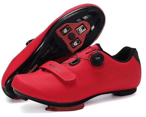Milazzo Fahrradschuhe für Herren – Rennrad, MTB & Indoor-Cycling – Atmungsaktive Radsportschuhe kompatibel mit SPD, SPD-SL & Look Delta Pedalen-Red42