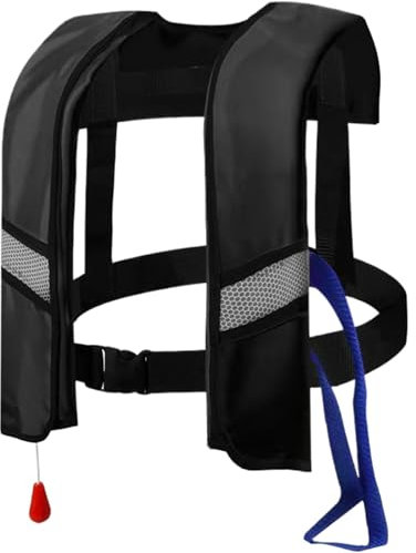 SunaOmni Giubbotti di Salvataggio gonfiabili per Adulti Giubbotto di Salvataggio Gonfiabile Automatico 150n Giubbotto di Regolabile con Strisce Riflettenti e Fischietto Tubo Extra per