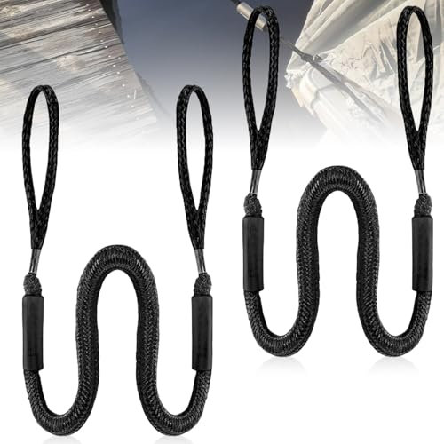 2 PCS Corde De Remorquage Élastique Marine, Bungee Dock Line avec Crochet Corde D'amarrage, Lignes D’Amarrage Élastiques, Cordon Elastique Amarre pour Kayak, Bateau À Moteu, Canoë, Pontoon (Noir)