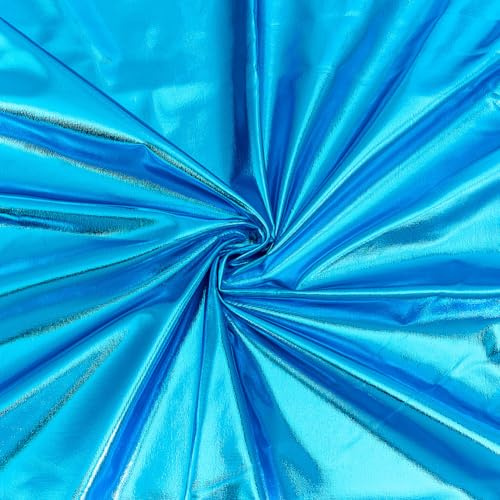 MAYJOYDIY Blauer Glitzernder Hologramm Spandex Stoff 1×1.5m Glänzender Spandex Stretchstoff Zum Selbermachen Weihnachtsbasteln Nähen Kostüm Bühnenauftrittskleidung Partydekor