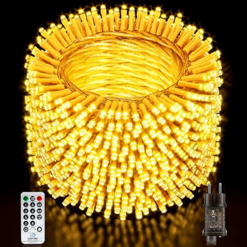Lichterkette Außen 96M 800 LED, Warmweiß Led Lichterketten Weihnachtsbaum Innen Outdoor Deko Strom mit Fernbedienung Timer 8 Modi Wasserdicht Weihnachtsbeleuchtung für Garten Weihnachten Baum Party